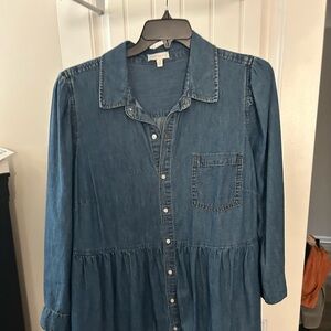 Crown & Ivy Indigo Denim Shirt Dress